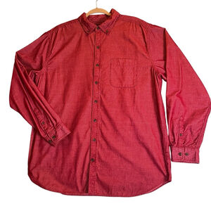 Men's The Territory Ahead Button down Shirt Curdoroy Shirt, XLT, Red